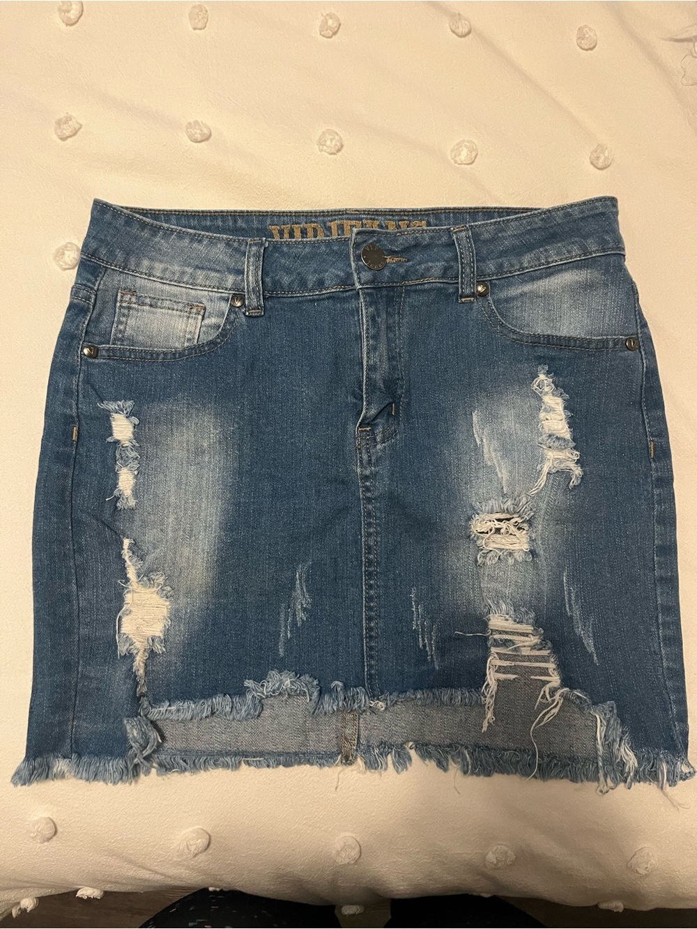 Distressed Jean skirt
